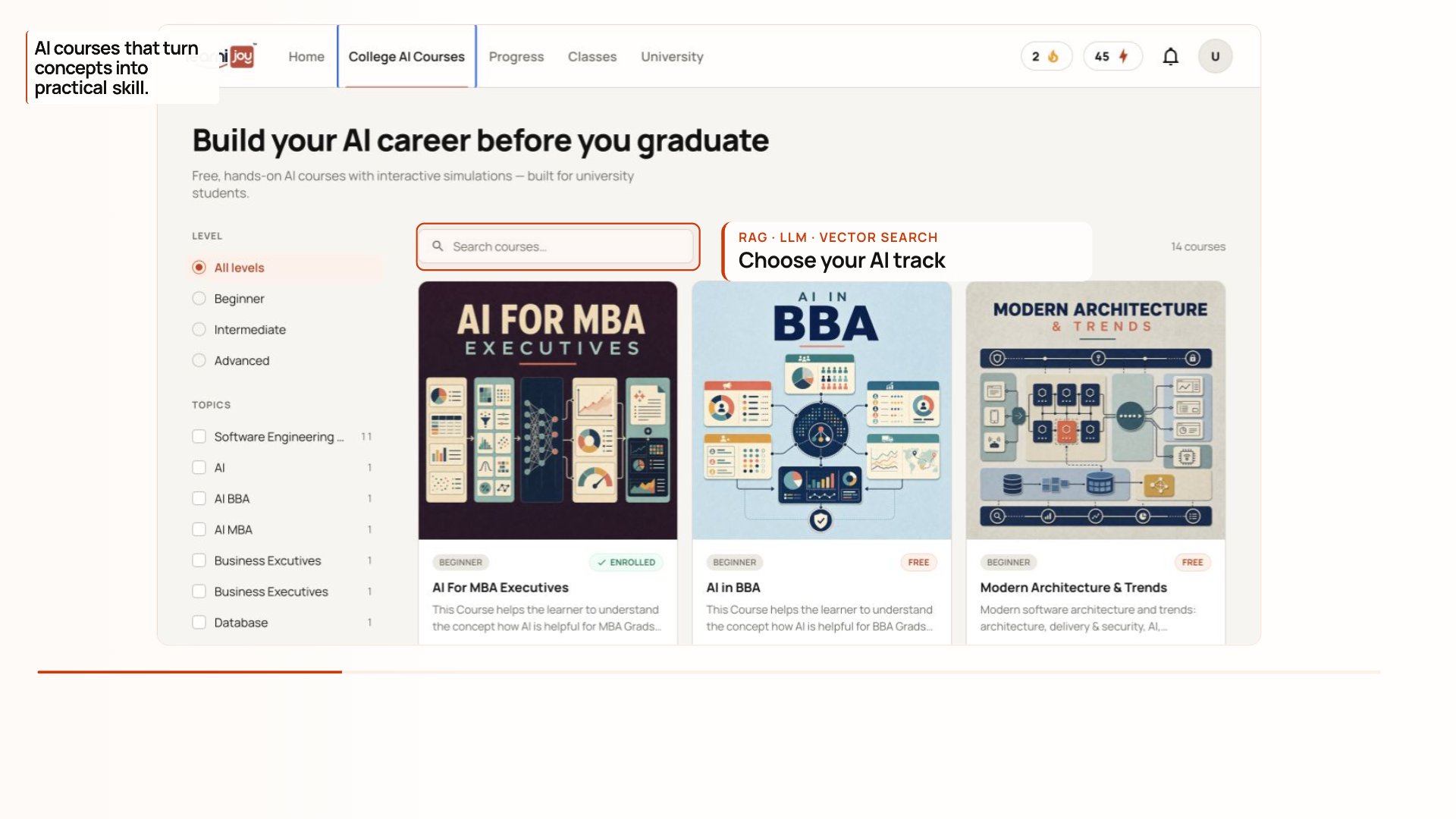 Learnijoy AI Courses combine structured concepts, concise video and live hands-on labs